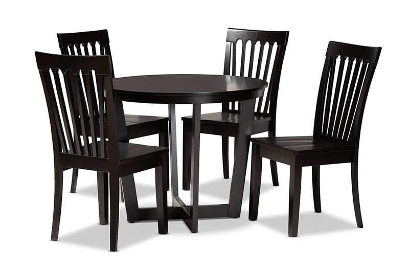 Vinet Modern and Contemporary Dark Brown Finished Wood 5-Piece Dining Set