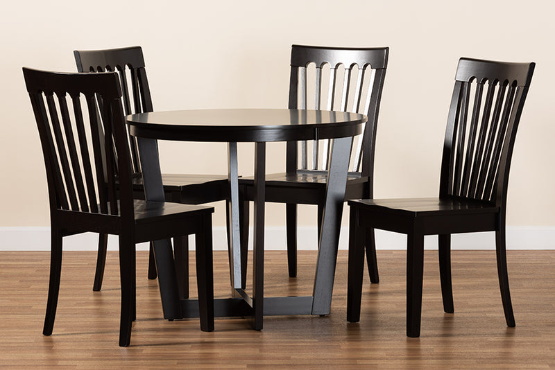 Vinet Modern and Contemporary Dark Brown Finished Wood 5-Piece Dining Set