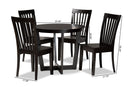 Vinet Dark Brown 5-Piece Dining Set Baxton