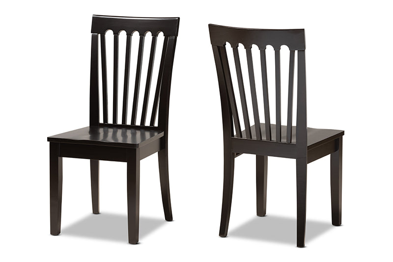 Athena Modern and Contemporary Dark Brown Finished Wood 2-Piece Dining Chair Set