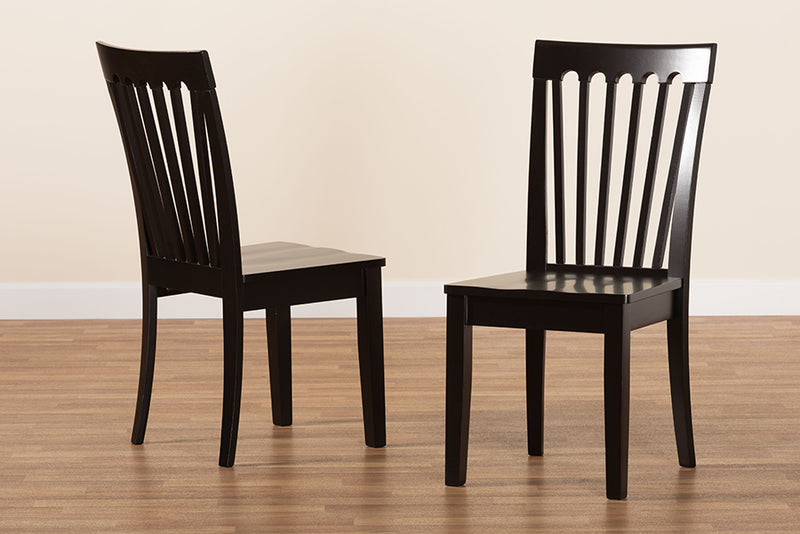 Athena Modern and Contemporary Dark Brown Finished Wood 2-Piece Dining Chair Set