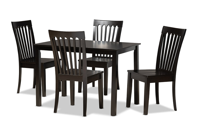 Cora Modern and Contemporary Dark Brown Finished Wood 5-Piece Dining Set