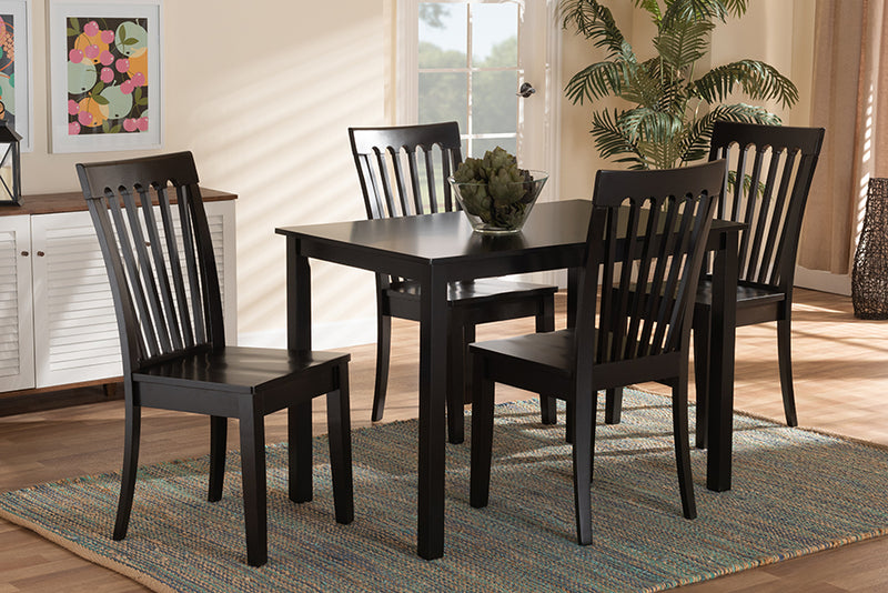 Cora Modern and Contemporary Dark Brown Finished Wood 5-Piece Dining Set