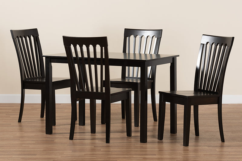 Cora Modern and Contemporary Dark Brown Finished Wood 5-Piece Dining Set