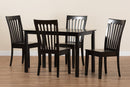 Cora Dark Brown 5-Piece Dining Set Baxton