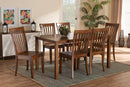 Cora Walnut Brown 7-Piece Dining Set Baxton