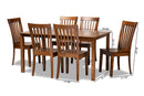 Cora Walnut Brown 7-Piece Dining Set Baxton