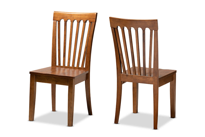 Athena Walnut Brown 2Pc Dining Chair Set Baxton