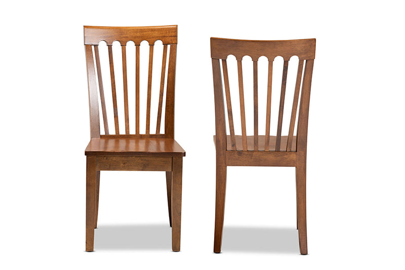 Athena Walnut Brown 2Pc Dining Chair Set Baxton