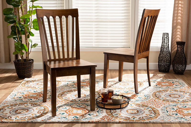 Athena Walnut Brown 2Pc Dining Chair Set Baxton