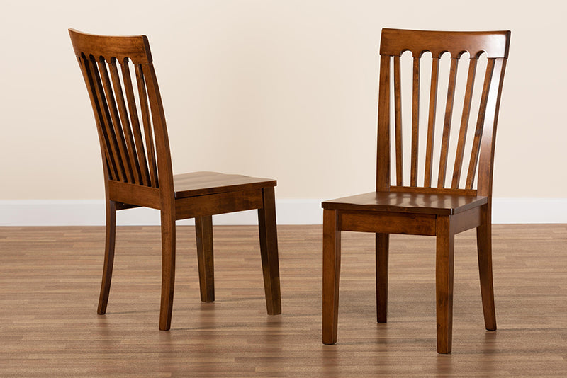 Athena Modern and Contemporary Walnut Brown Finished Wood 2-Piece Dining Chair Set