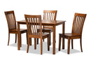 Cora Walnut Brown 5-Piece Dining Set Baxton