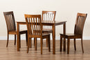 Cora Walnut Brown 5-Piece Dining Set Baxton