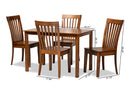 Cora Walnut Brown 5-Piece Dining Set Baxton