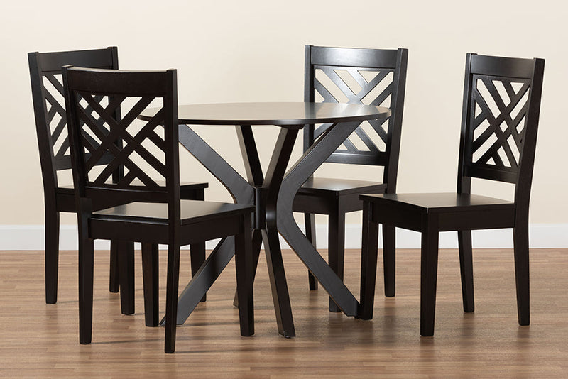 Thornton Dark Brown 5-Piece Dining Set Baxton