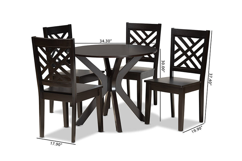 Thornton Dark Brown 5-Piece Dining Set Baxton