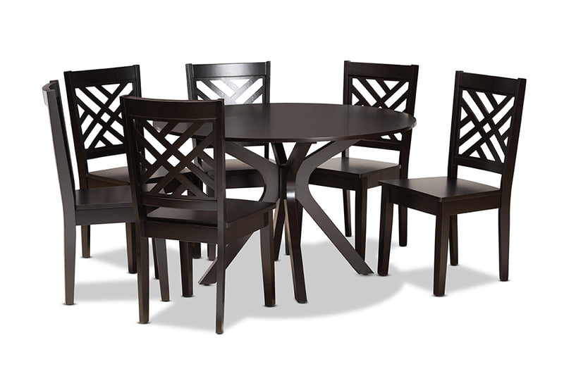 Thornton Modern and Contemporary Dark Brown Finished Wood 7-Piece Dining Set