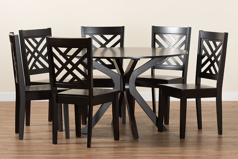 Thornton Modern and Contemporary Dark Brown Finished Wood 7-Piece Dining Set