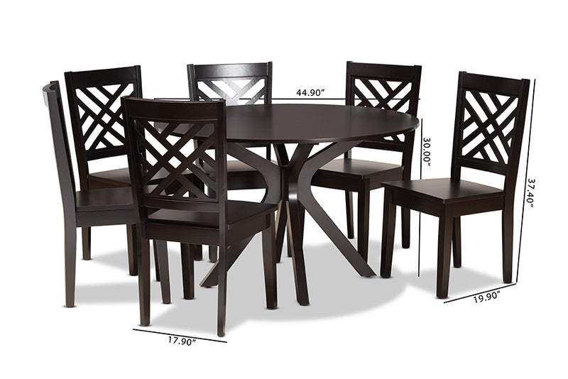 Thornton Modern and Contemporary Dark Brown Finished Wood 7-Piece Dining Set