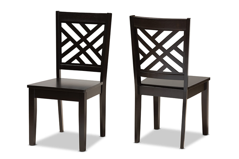 Iden Modern and Contemporary Dark Brown Finished Wood 2-Piece Dining Chair Set