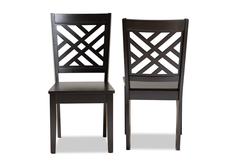 Iden Modern and Contemporary Dark Brown Finished Wood 2-Piece Dining Chair Set