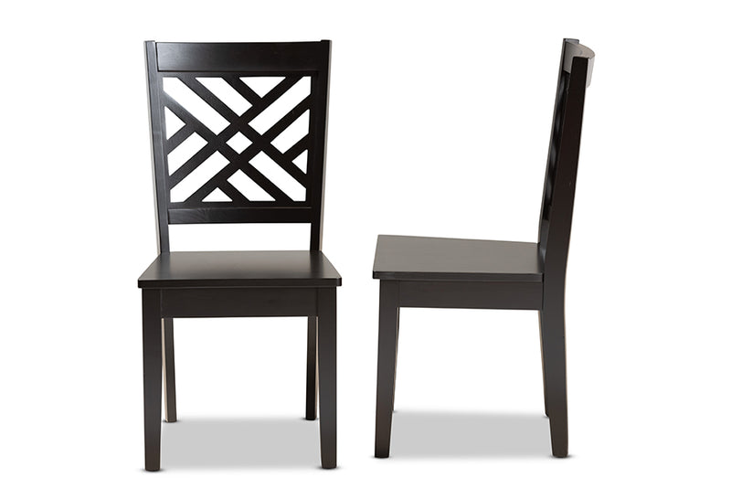 Iden Modern and Contemporary Dark Brown Finished Wood 2-Piece Dining Chair Set