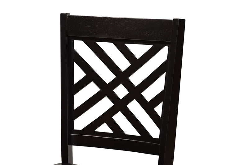 Iden Dark Brown 2Pc Dining Chair Set Baxton