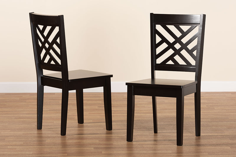 Iden Modern and Contemporary Dark Brown Finished Wood 2-Piece Dining Chair Set