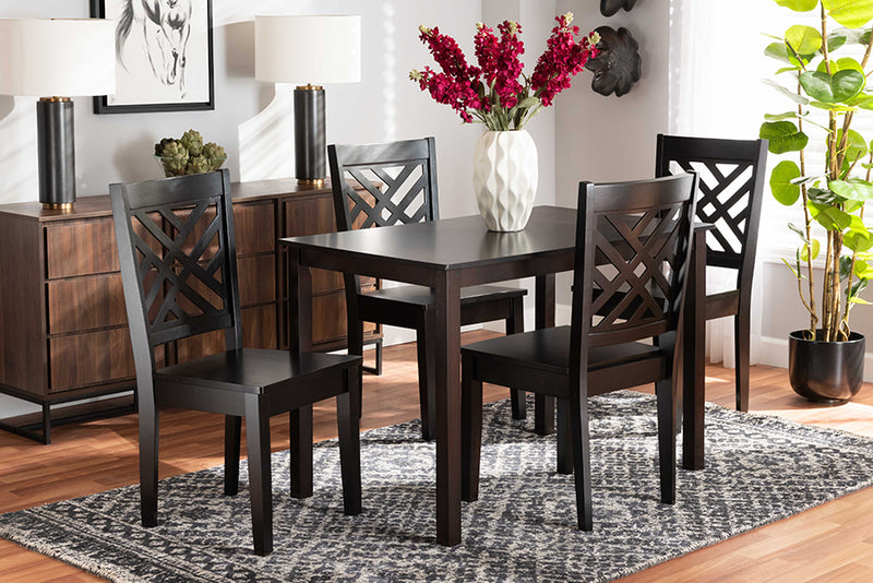 Agnew Modern and Contemporary Dark Brown Finished Wood 5-Piece Dining Set