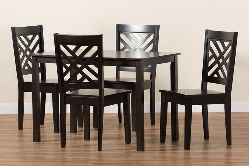 Agnew Modern and Contemporary Dark Brown Finished Wood 5-Piece Dining Set