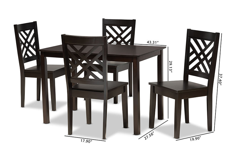 Agnew Modern and Contemporary Dark Brown Finished Wood 5-Piece Dining Set