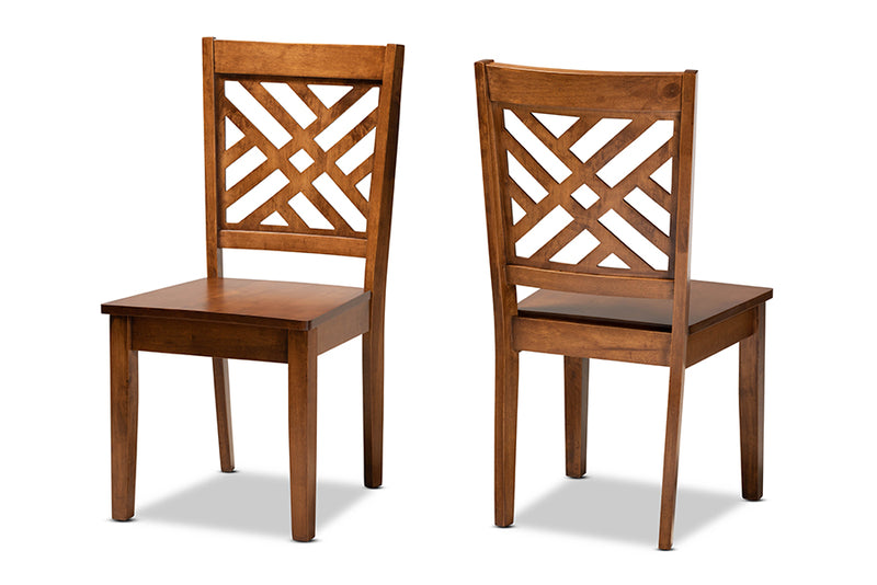 Iden Modern and Contemporary Walnut Brown Finished Wood 2-Piece Dining Chair Set