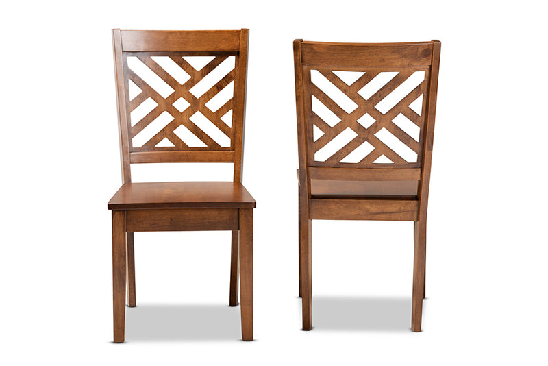 Iden Modern and Contemporary Walnut Brown Finished Wood 2-Piece Dining Chair Set