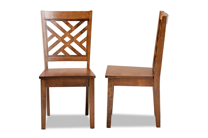 Iden Modern and Contemporary Walnut Brown Finished Wood 2-Piece Dining Chair Set