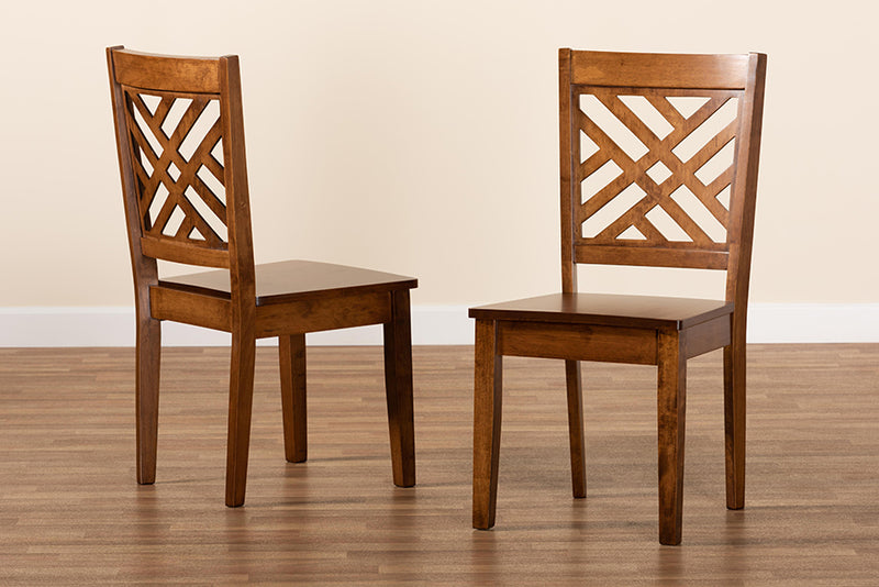 Iden Modern and Contemporary Walnut Brown Finished Wood 2-Piece Dining Chair Set