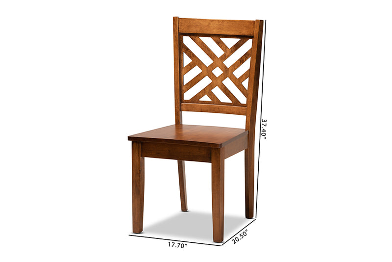 Iden Modern and Contemporary Walnut Brown Finished Wood 2-Piece Dining Chair Set