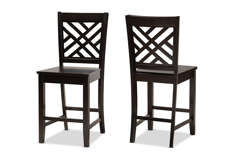 Iden Dark Brown 2Pc Counter Stool Set Baxton