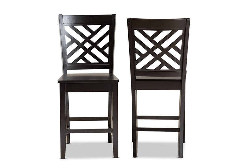 Iden Dark Brown 2Pc Counter Stool Set Baxton