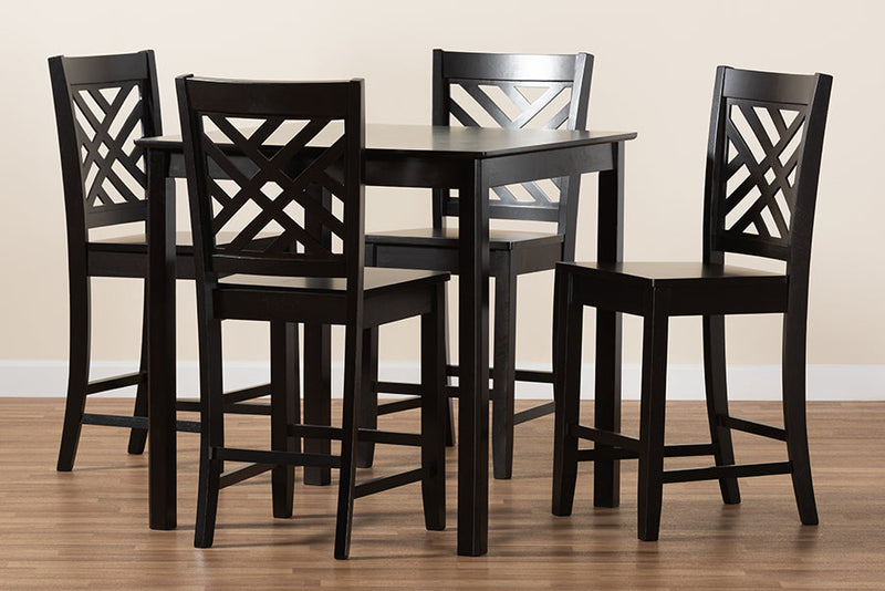 Iden Dark Brown 5-Piece Pub Set Baxton