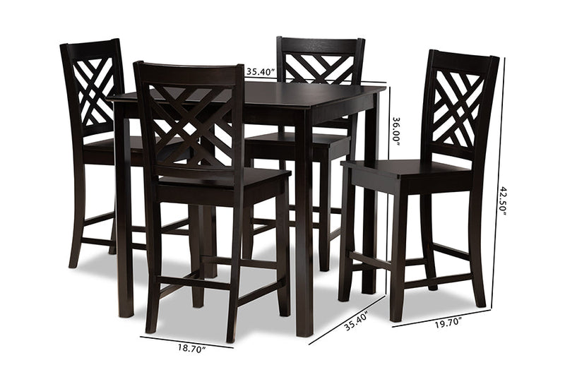 Iden Dark Brown 5-Piece Pub Set Baxton