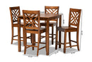 Iden Walnut Brown 5-Piece Pub Set Baxton