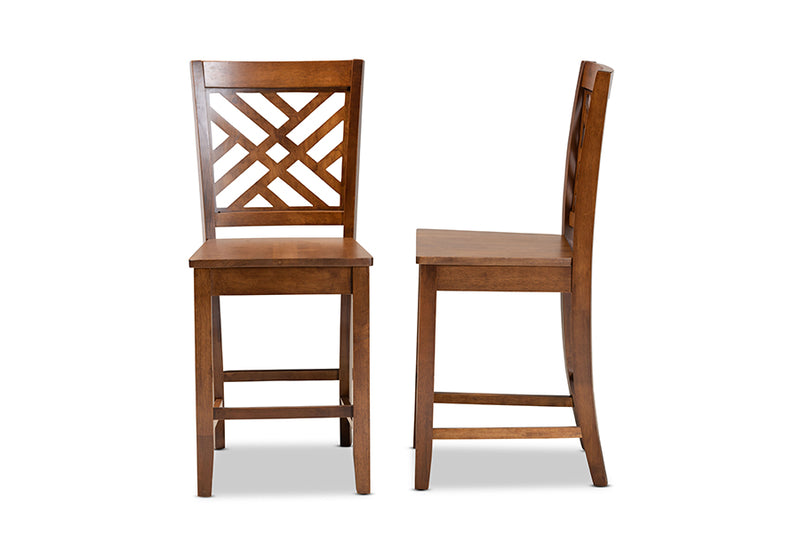 Iden Modern and Contemporary Walnut Brown Finished Wood 2-Piece Counter Stool Set