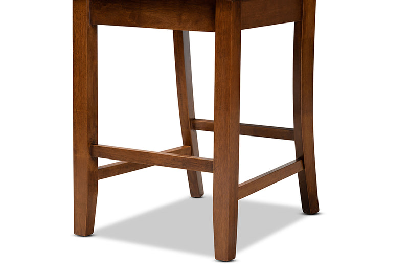 Iden Modern and Contemporary Walnut Brown Finished Wood 2-Piece Counter Stool Set