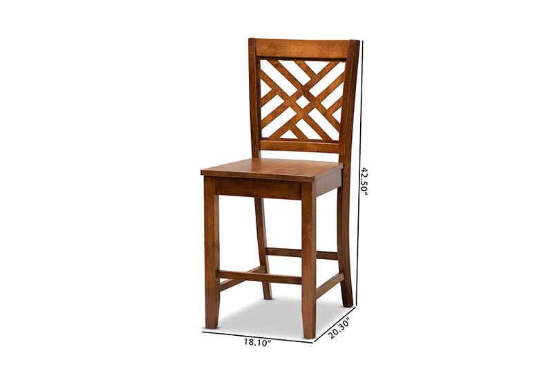 Iden Modern and Contemporary Walnut Brown Finished Wood 2-Piece Counter Stool Set