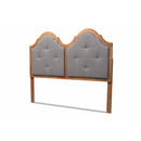 Rossin Dark Gray Fabric Upholstered and Walnut Brown Queen Size Arched Headboard Baxton