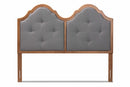 Rossin Dark Gray Fabric Upholstered and Walnut Brown Queen Size Arched Headboard Baxton