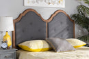 Rossin Dark Gray Fabric Upholstered and Walnut Brown Queen Size Arched Headboard Baxton