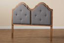 Rossin Dark Gray Fabric Upholstered and Walnut Brown Queen Size Arched Headboard Baxton