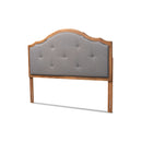 Kira Dark Gray Fabric Upholstered and Walnut Brown Queen Size Arched Headboard Baxton
