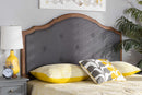 Kira Dark Gray Fabric Upholstered and Walnut Brown Queen Size Arched Headboard Baxton